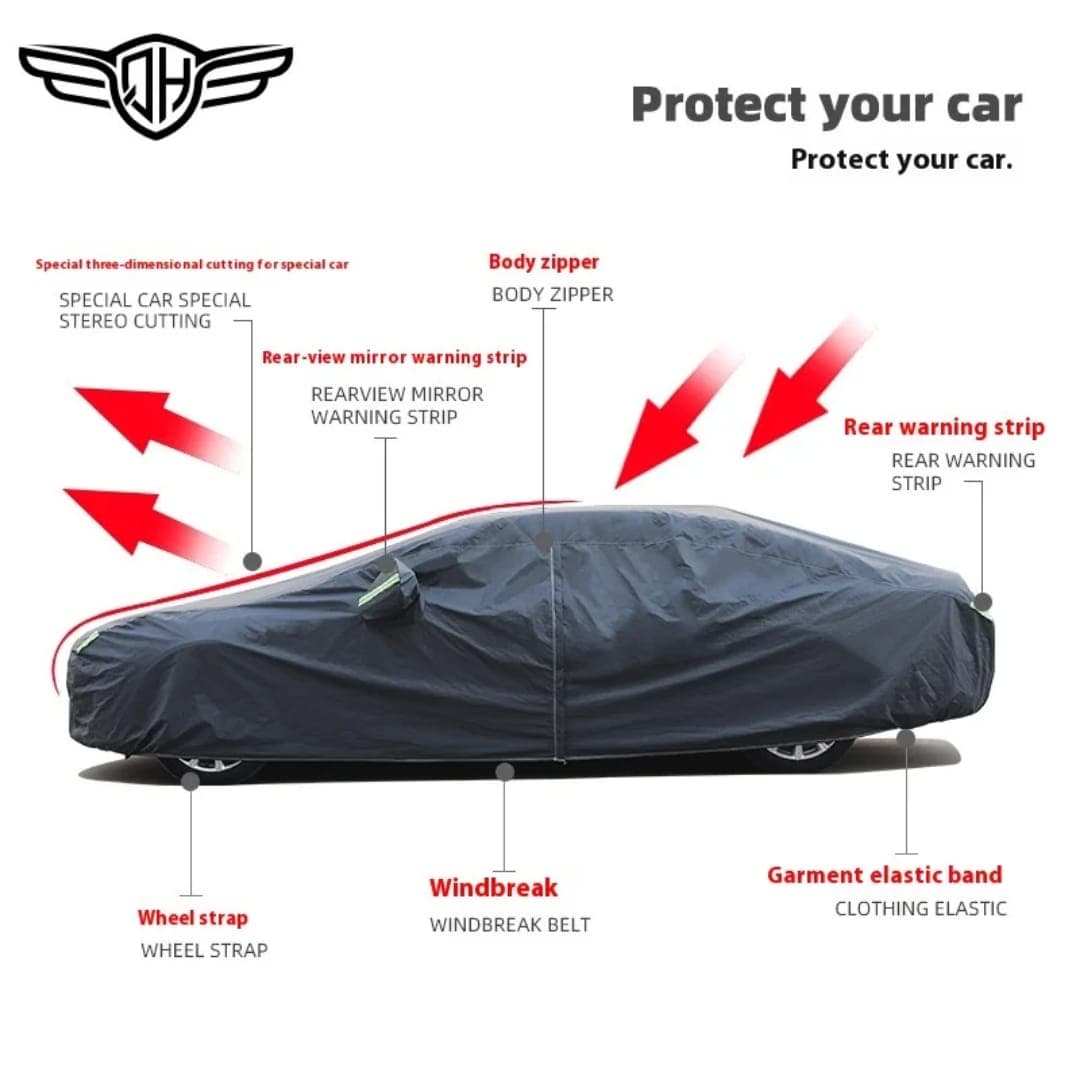 Sleek car protected by a universal grey car cover